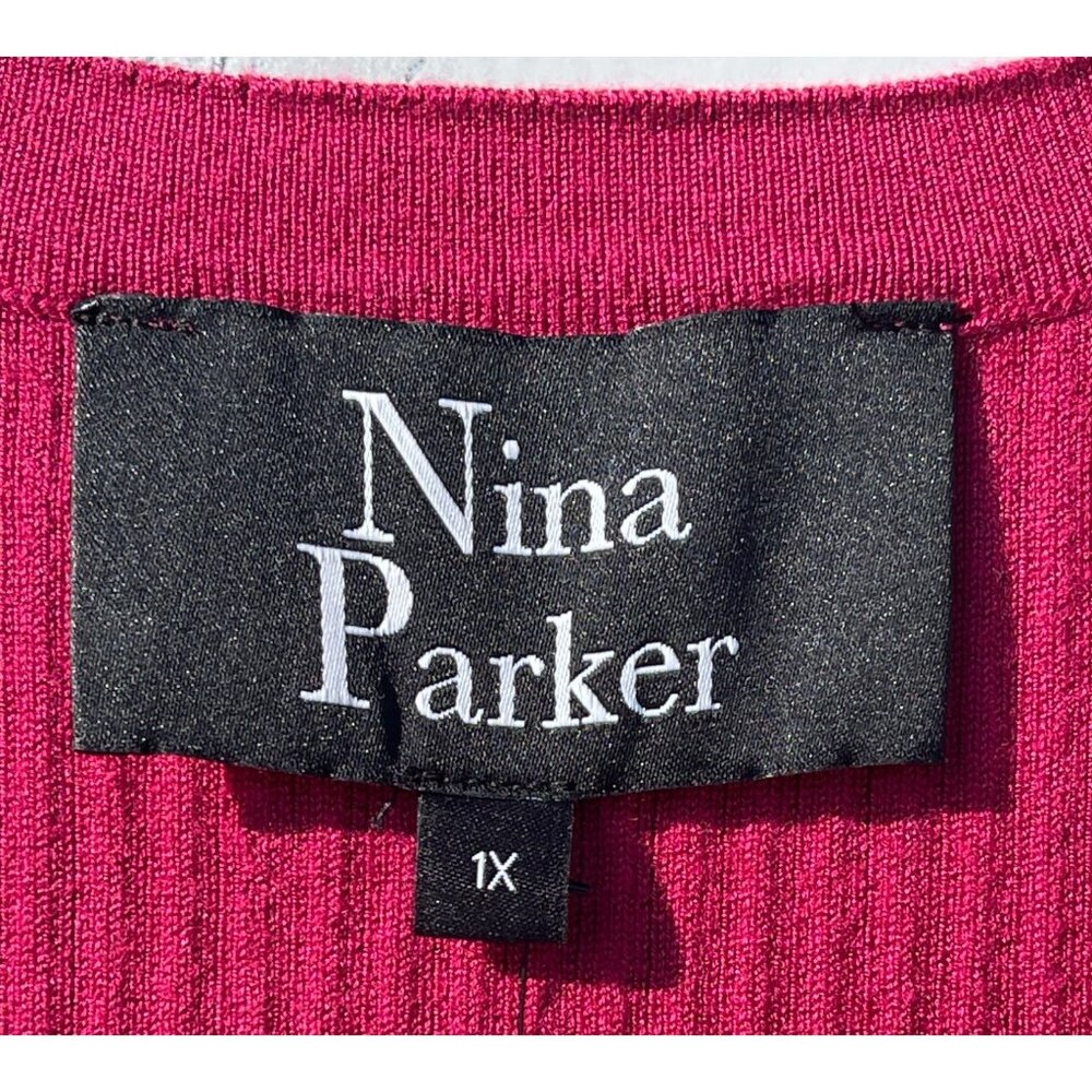 Nina Parker Womens Sangria Sleeveless Ribbed Tank Top W/ Stud Embellishments 1X - Picture 8 of 8